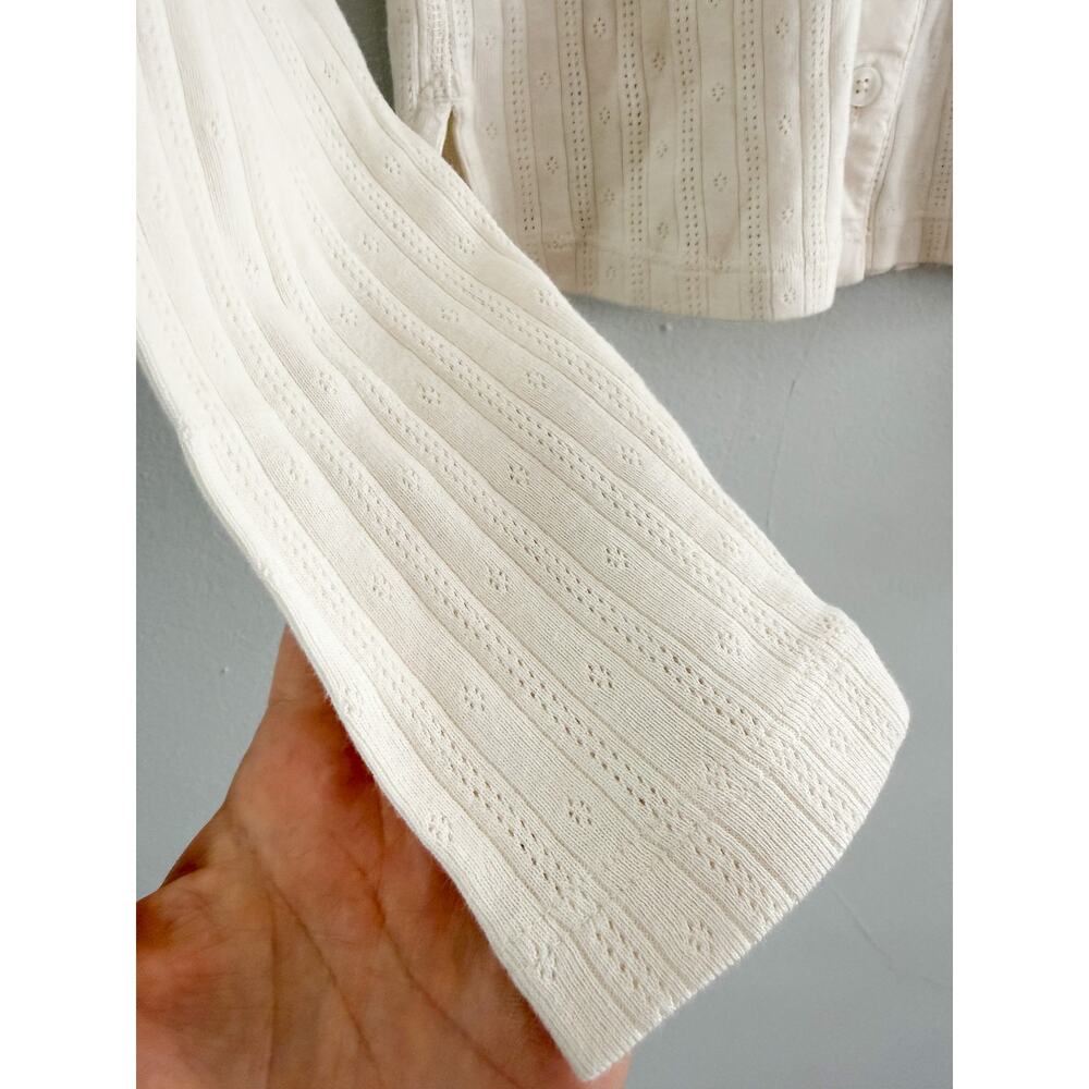 Madewell | NWT Pointelle-Knit Cardigan Top Vintage Ivory | Sz XS - Picture 4 of 10